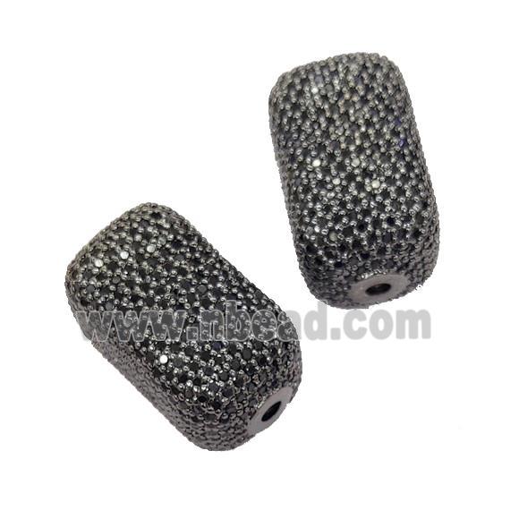 Copper Cuboid Beads Pave Black Zircon Black Plated
