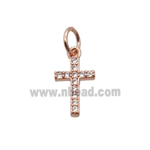 Copper Cross Pendant Pave Zircon Rose Gold