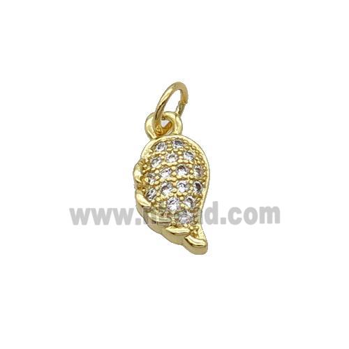Copper Pendant Pave Zircon Angel Wing Gold Plated