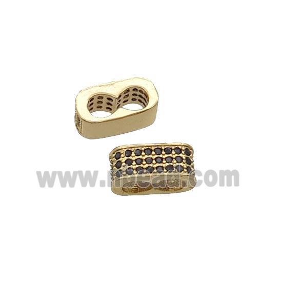 Copper Beads Pave Zircon 2hole Gold Plated