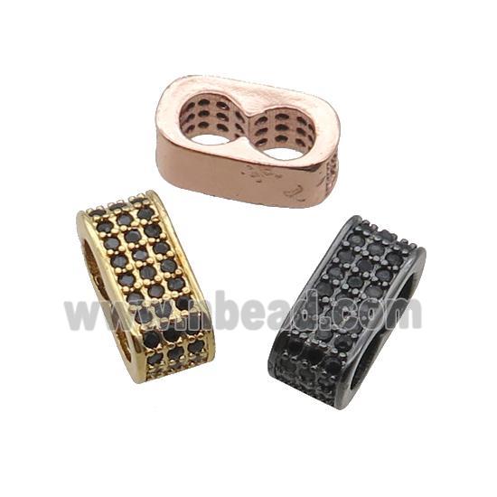 Copper Spacer Beads Pave Zircon 2hole Mixed
