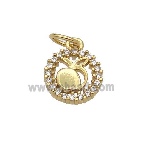 Copper Apple Pendant Pave Zircon Circle Gold Plated