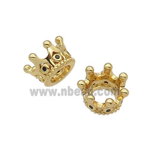 Copper Crown Beads Pave Zircon Gold Plated