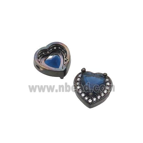 Copper Heart Beads Pave Zircon Black Plated