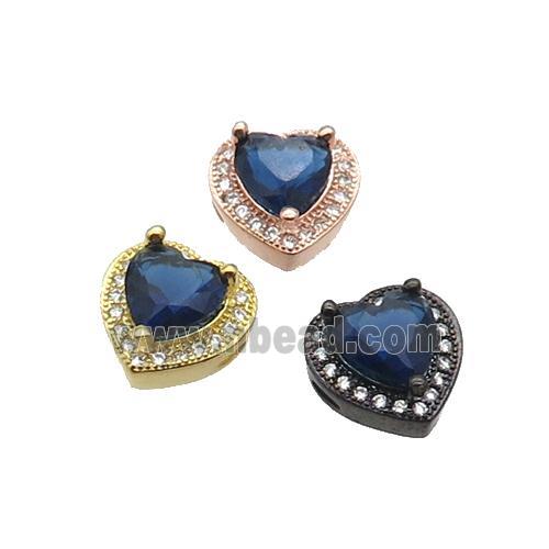 Copper Heart Beads Pave Zircon Mixed