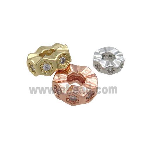 Copper Heishi Spacer Beads Pave Zircon Mixed