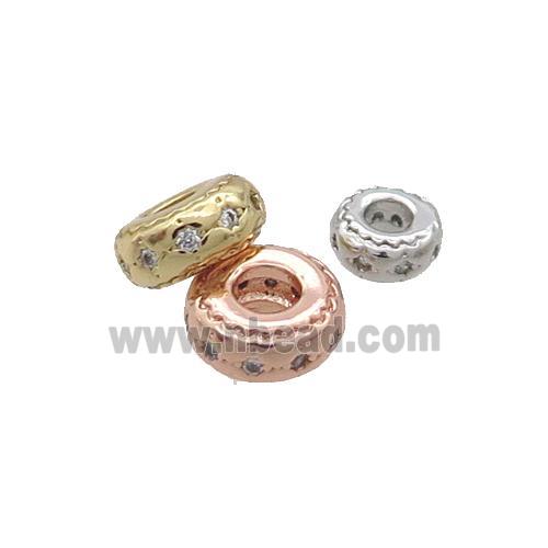 Copper Rondelle Spacer Beads Pave Zircon Mixed