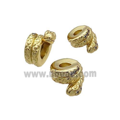 Copper Snake Beads Pave Zircon Gold Plated