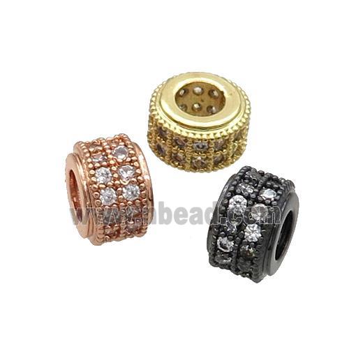 Copper Rondelle Beads Pave Zircon Large Hole Mixed