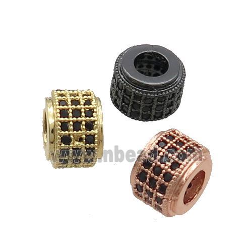 Copper Rondelle Beads Pave Black Zircon Large Hole Mixed