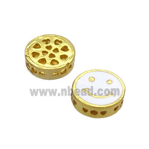 Copper Emoji Beads White Enamel Gold Plated