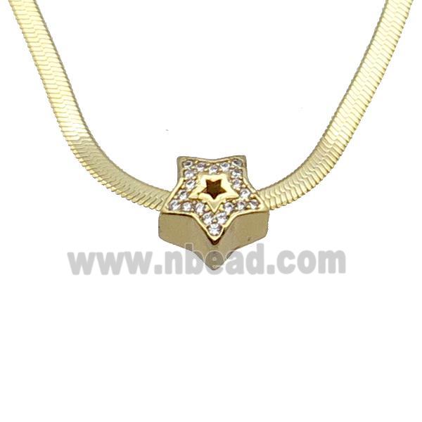 Copper Necklace Pave Zircon Star Gold Plated