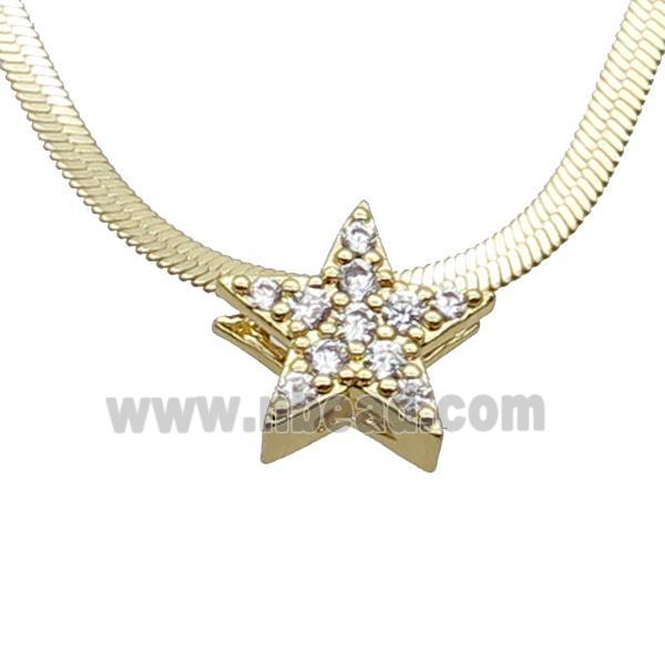 Copper Necklace Pave Zircon Star Gold Plated