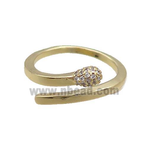 Copper Ring Pave Zircon Snake Gold Plated