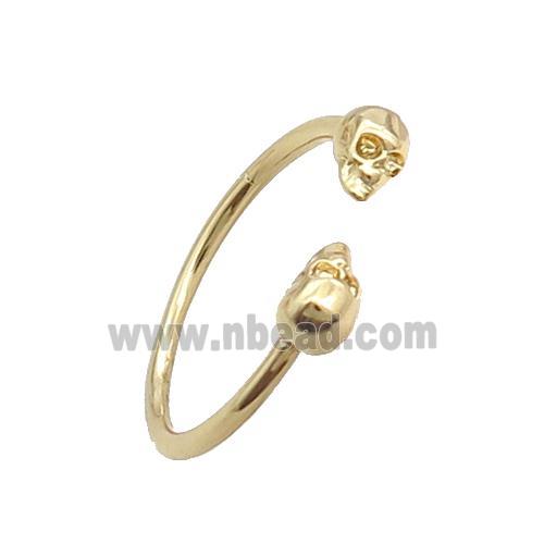 Copper Ring Pave Zircon Skull Gold Plated