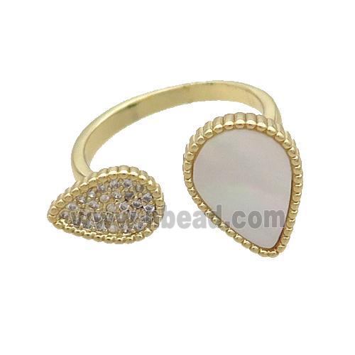 Copper Ring Pave Shell Zircon Gold Plated
