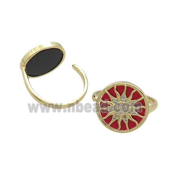 Copper Ring Pave Agate Zircon Sun Gold Plated