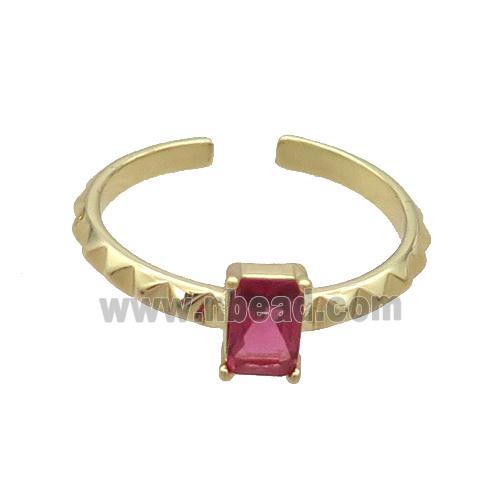 Copper Ring Pave Red Crystal Gold Plated