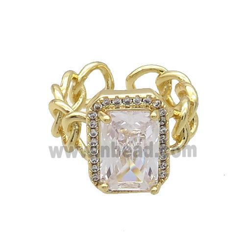 Copper Ring Pave Zircon Clear Crystal Gold Plated