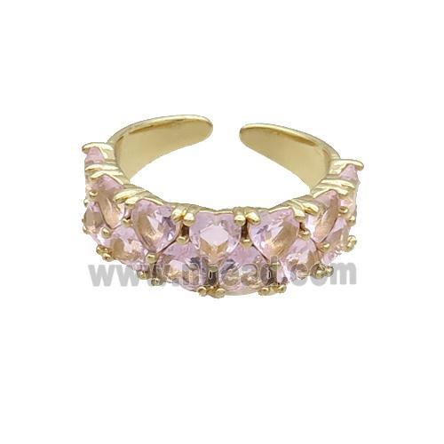Copper Ring Pave Pink Crystal Gold Plated
