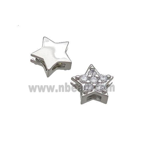 Copper Star Beads Pave Zircon Platinum Plated