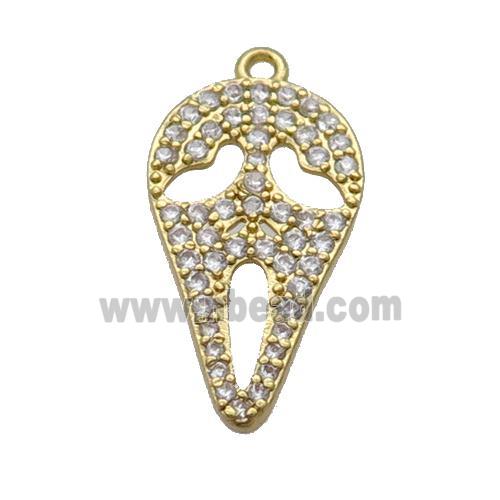 Copper Ghost Pendant Pave Zircon Halloween Gold Plated