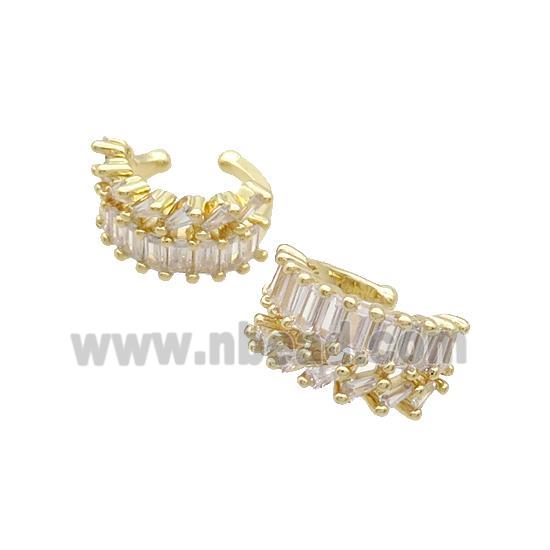 Copper Clip Earring Pave Zircon Gold Plated