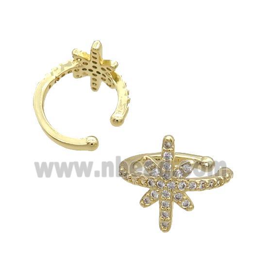 Copper Clip Earring Pave Zircon Gold Plated