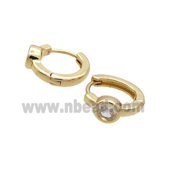Copper Hoop Earring Pave Zircon Gold Plated