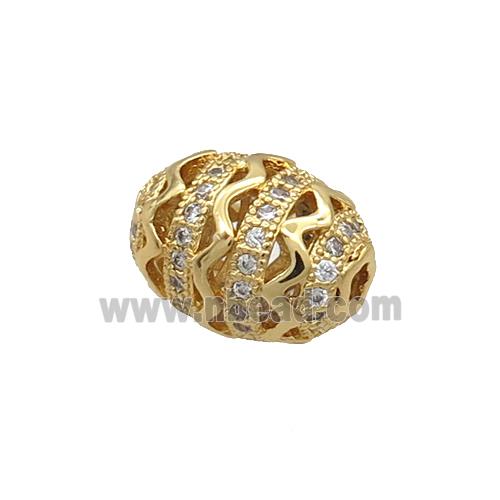 Copper Barrel Beads Pave Zircon Gold Plated