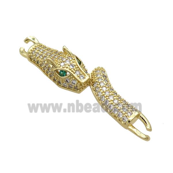 Copper Leopard Connector Pave Zircon Gold Plated