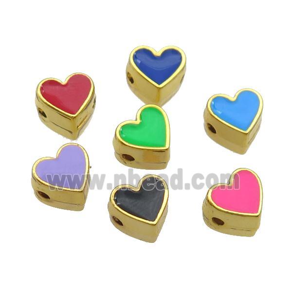 Copper Heart Beads Enamel Gold Plated Mixed