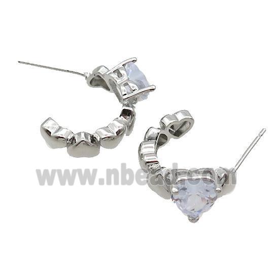 Copper Stud Earring Pave Crystal Glass Platinum Plated