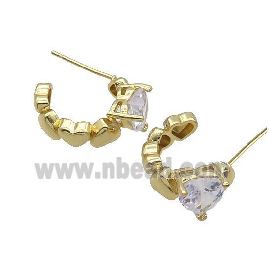 Copper Stud Earring Pave Crystal Glass Gold Plated
