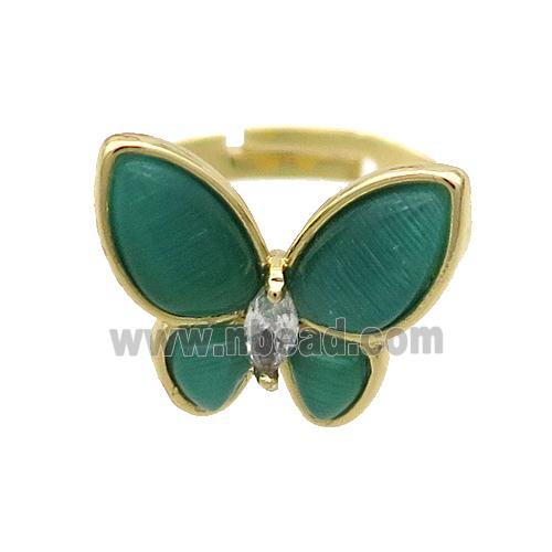copper ring, butterfly, gold plated