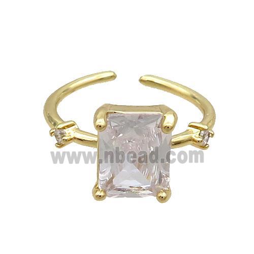 Copper Ring Pave Crystal Glass Gold Plated