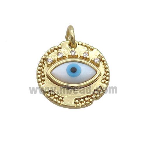 Copper Eye Pendant Pave Shell Evil Eye Gold Plated