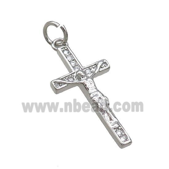 Copper Religious Cross Pave Zircon Jesus Platinum Plated