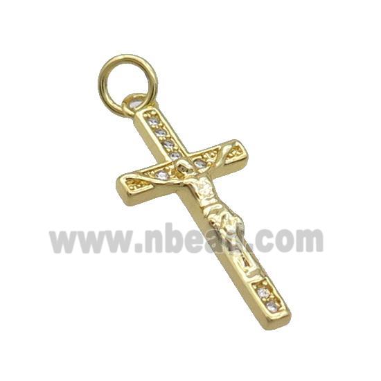 Copper Religious Cross Pave Zircon Jesus Gold Plated
