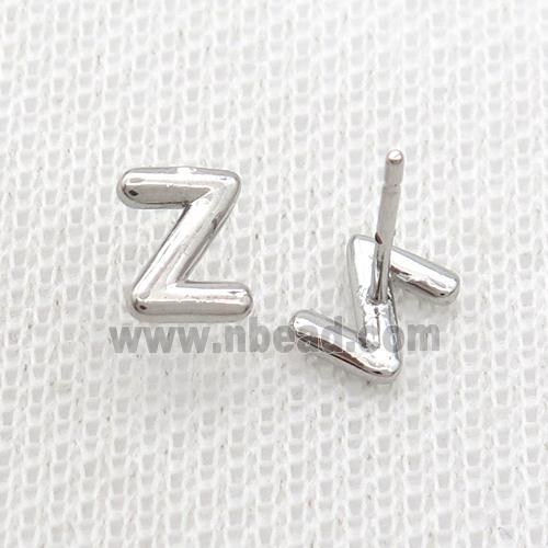 Copper Stud Earring Z-Letter Platinum Plated