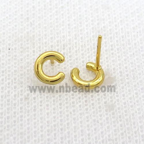 Copper Stud Earring C-Letter Gold Plated