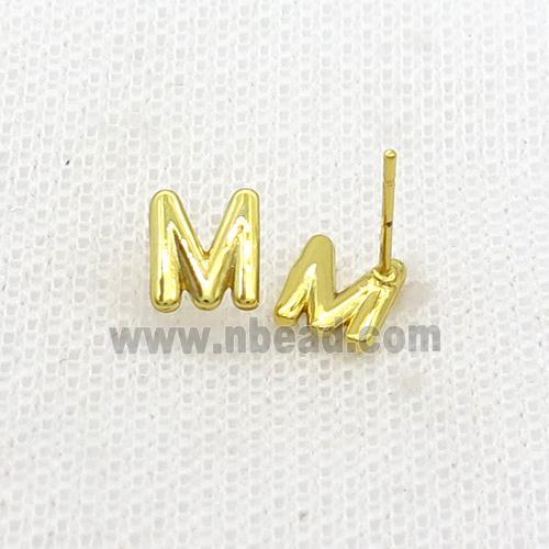 Copper Stud Earring M-Letter Gold Plated