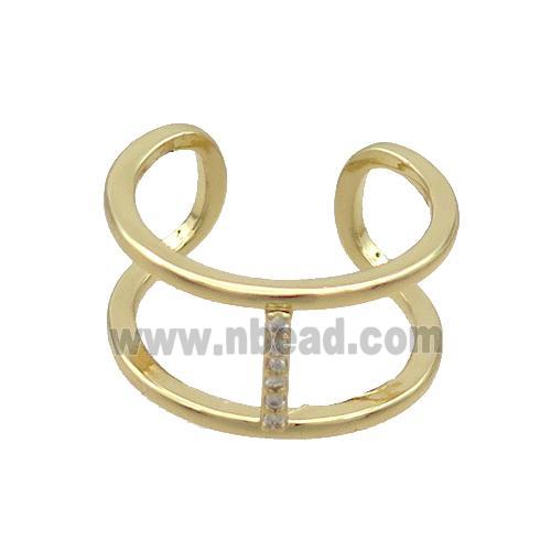 Copper Ring Pave Zircon I-Letter Gold Plated