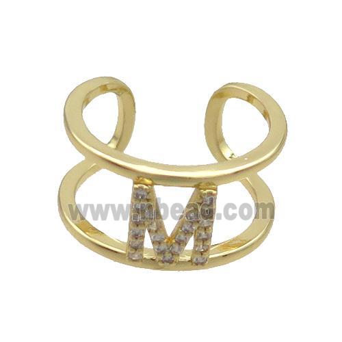 Copper Ring Pave Zircon M-Letter Gold Plated