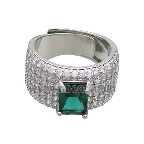 Copper Ring Pave Zircon Adjustable Platinum Plated