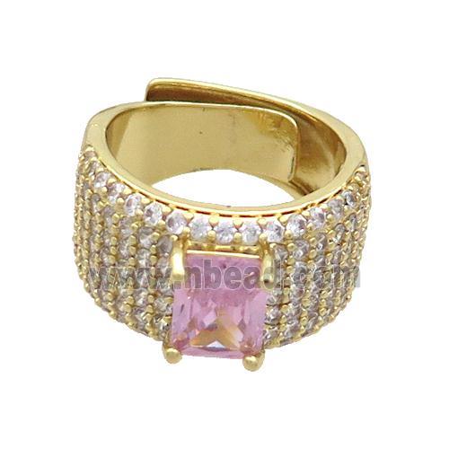 Copper Ring Pave Zircon Adjustable Gold Plated