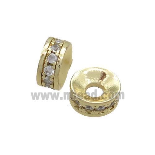 Copper Spacer Beads Pave Zircon Heishi Gold Plated