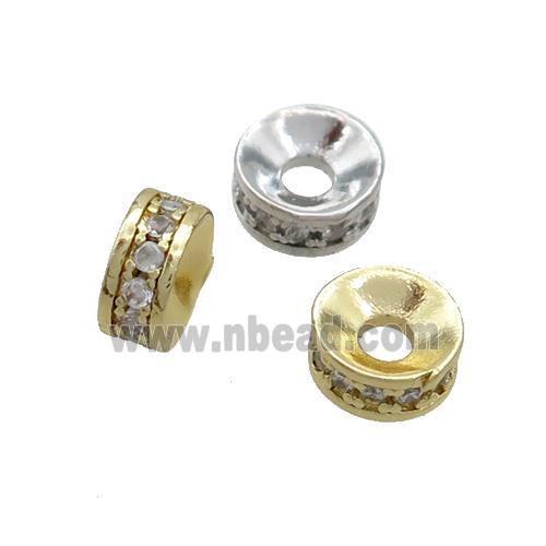 Copper Spacer Beads Pave Zircon Heishi Mixed