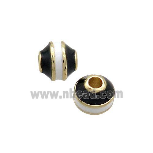 Copper Bicone Beads Black White Enamel Gold Plated