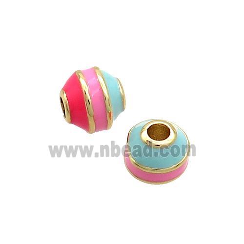Copper Bicone Beads Enamel Multicolor Gold Plated